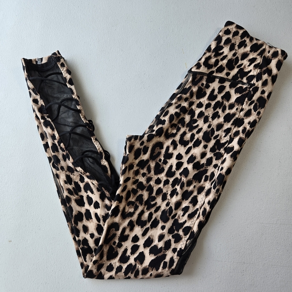 Victoria's Secret Black and Brown Leopard Print Leggings
